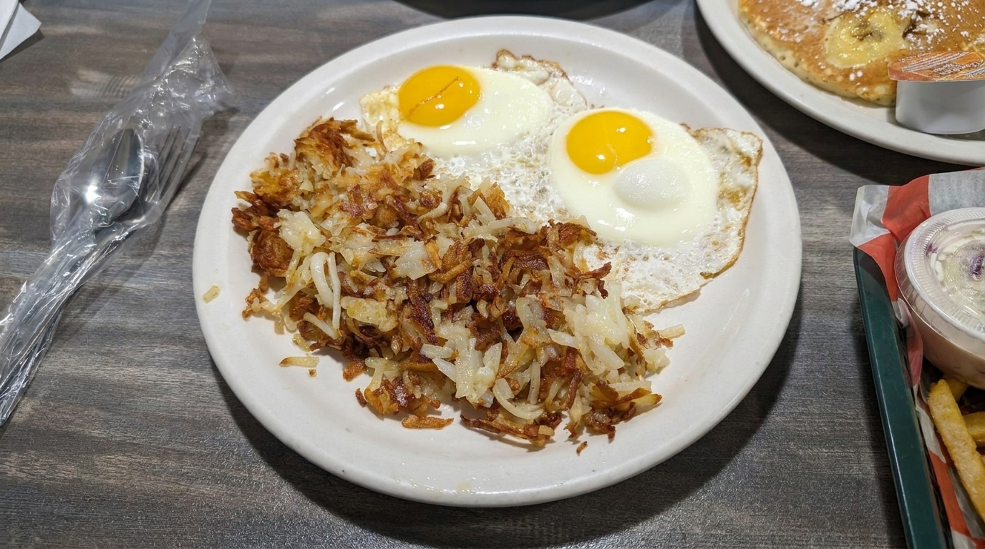 Eggs and hash browns, coming up